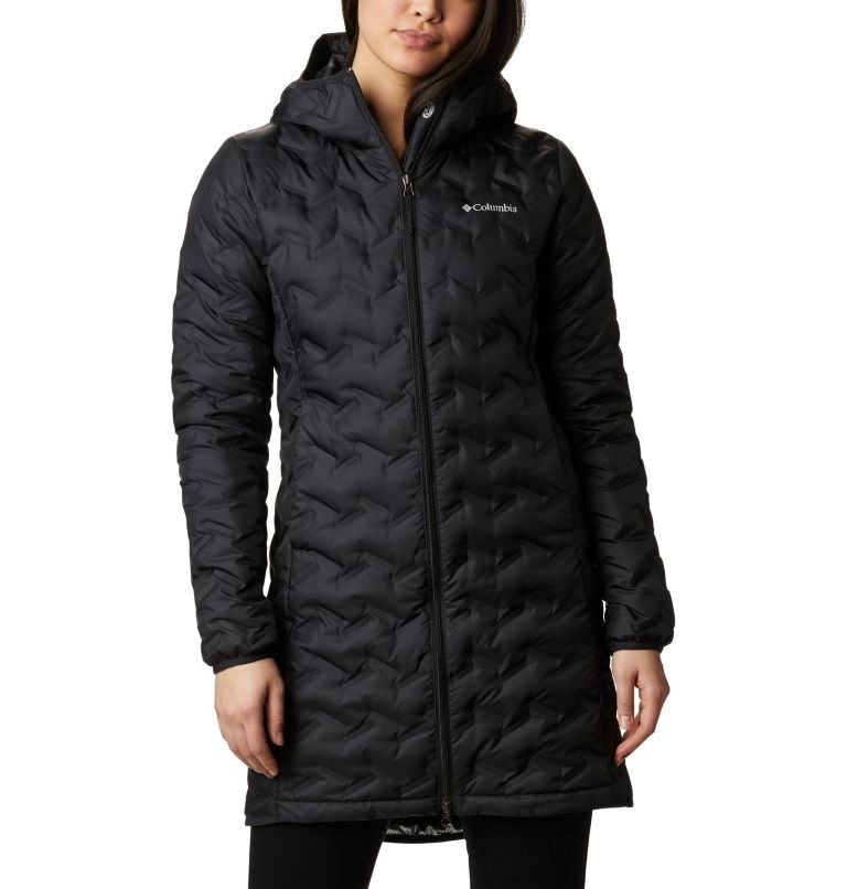 Women\'s Columbia Delta Ridge Long Down Jackets Black | CA-B4C38