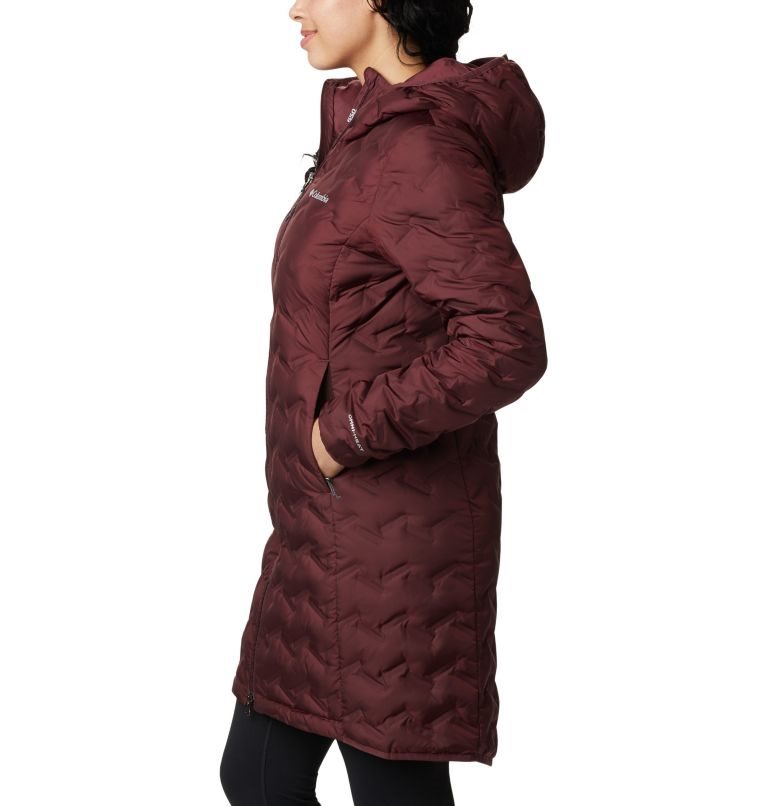 Women's Columbia Delta Ridge Long Down Jackets Burgundy | CA-KC408