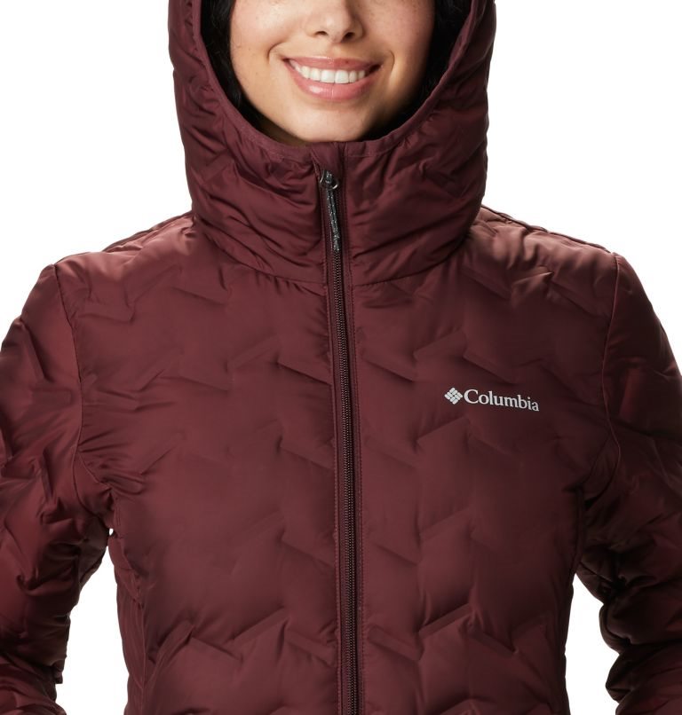 Women's Columbia Delta Ridge Long Down Jackets Burgundy | CA-KC408