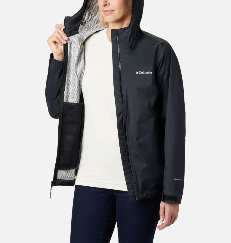 Women's Columbia EvaPOURation Rain Jackets Black | CA-S658L