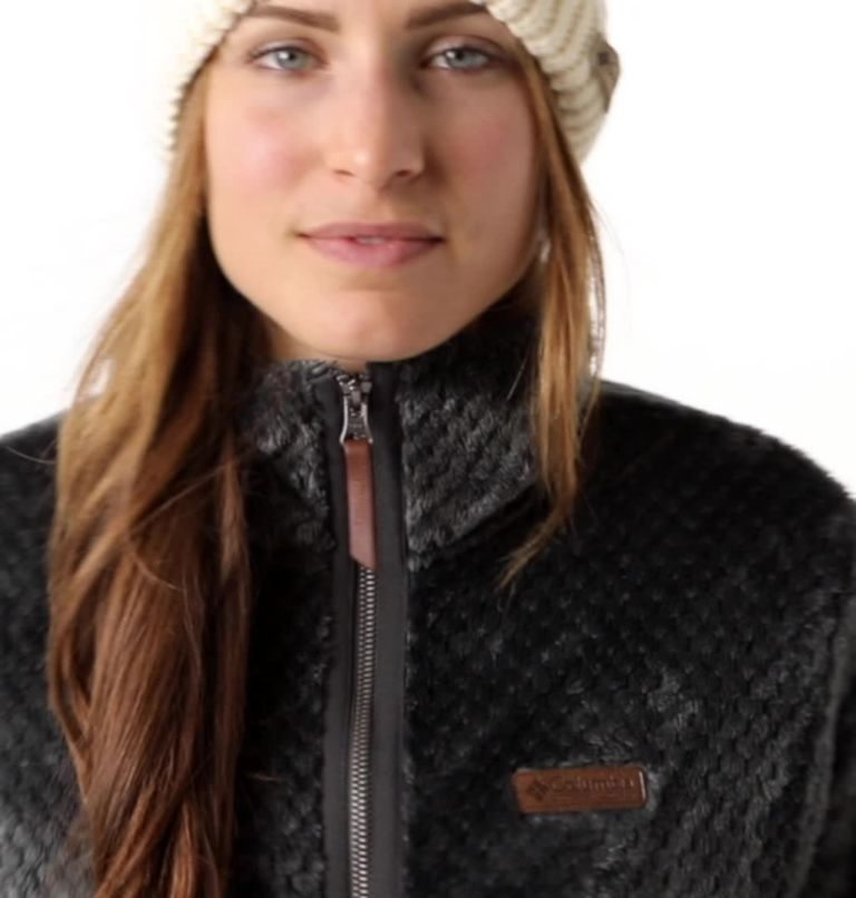 Women's Columbia Fireside II Sherpa Full Zip Fleece Jackets Black | CA-J5AC3