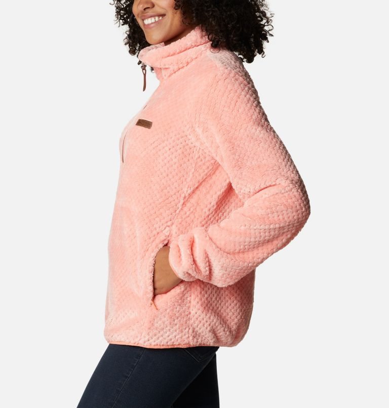 Women's Columbia Fireside Quarter Zip Sherpa Fleece Sweatshirts Coral | CA-G01CL