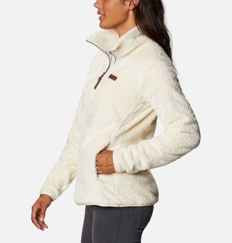 Women's Columbia Fireside Quarter Zip Sherpa Fleece Sweatshirts Cream | CA-G3CA1