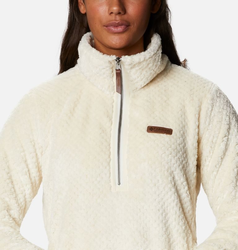 Women's Columbia Fireside Quarter Zip Sherpa Fleece Sweatshirts Cream | CA-G3CA1