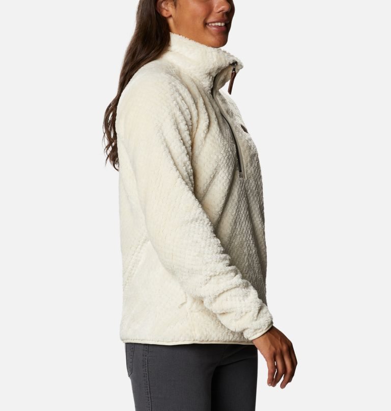 Women's Columbia Fireside Quarter Zip Sherpa Fleece Sweatshirts Cream | CA-G3CA1