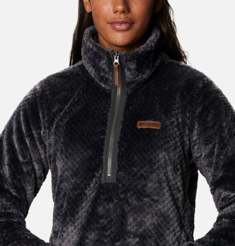 Women's Columbia Fireside Quarter Zip Sherpa Fleece Sweatshirts Black | CA-Y4L6A