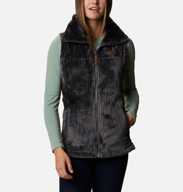 Women\'s Columbia Fireside Sherpa Vest Black | CA-P34L1