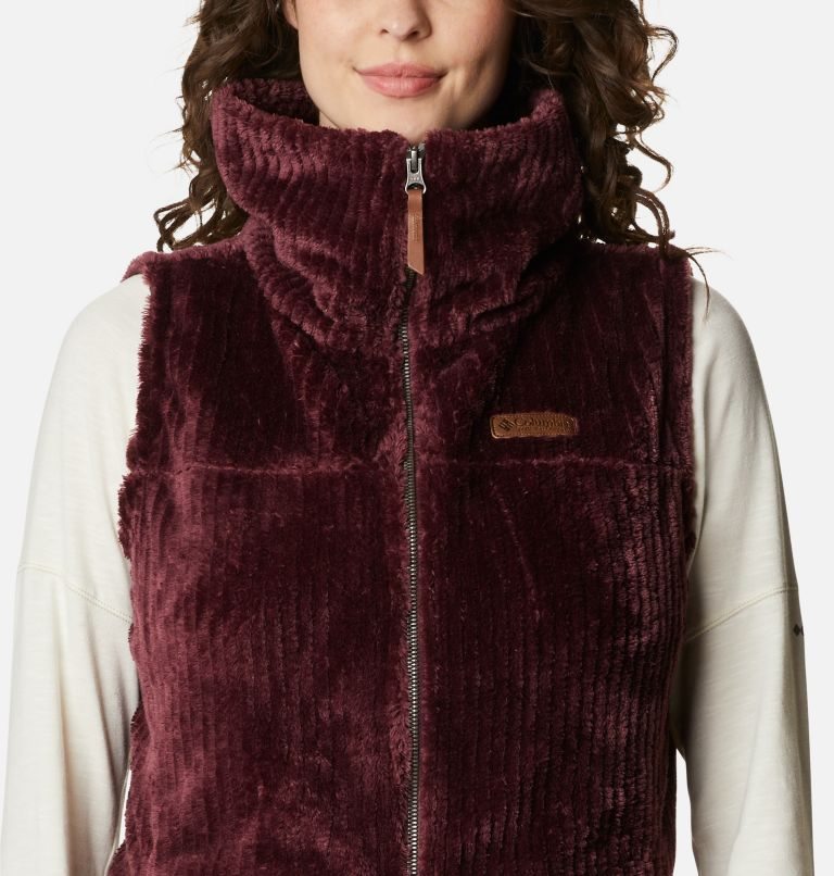 Women's Columbia Fireside Sherpa Vest Burgundy | CA-H6543