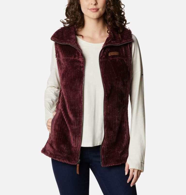 Women's Columbia Fireside Sherpa Vest Burgundy | CA-H6543