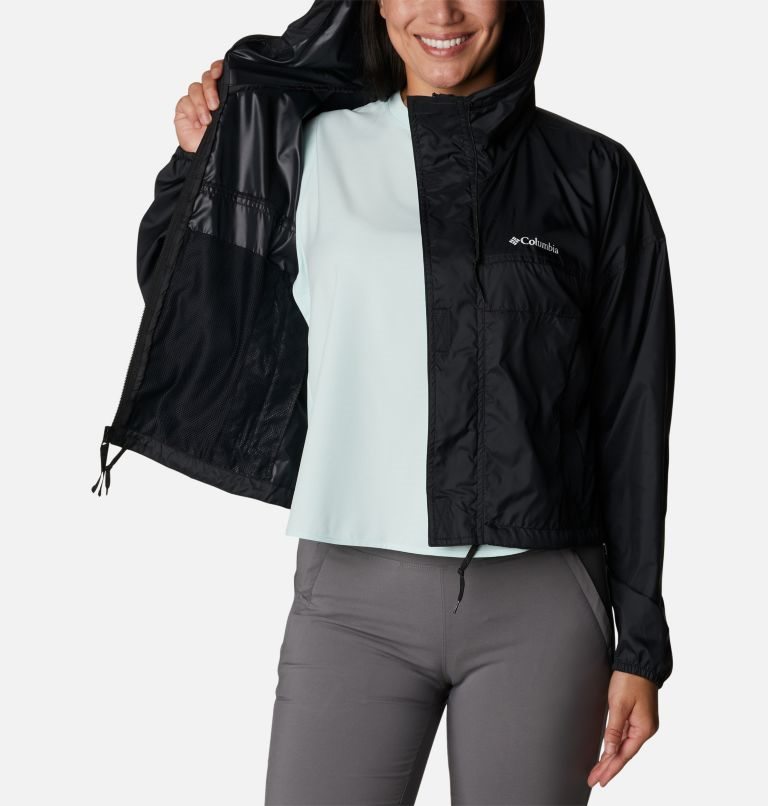 Women's Columbia Flash Challenger Cropped Windbreaker Jackets Black | CA-B53A6