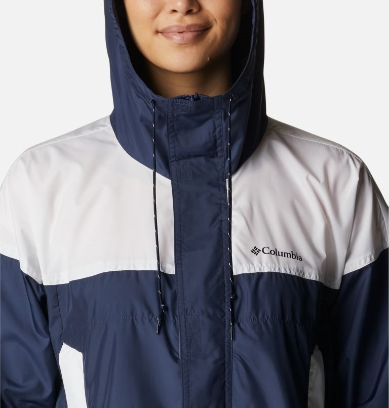 Women's Columbia Flash Challenger Cropped Windbreaker Jackets Navy / White | CA-Z65L1