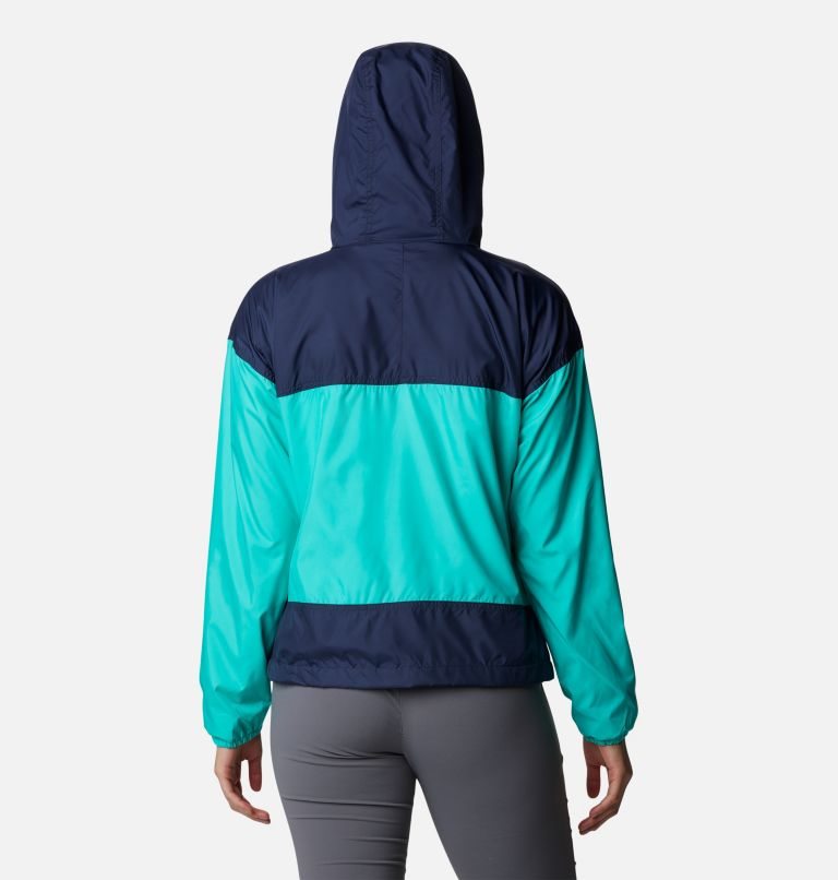 Women's Columbia Flash Challenger Fleece Lined Windbreaker Jackets Turquoise / Navy | CA-IA01C