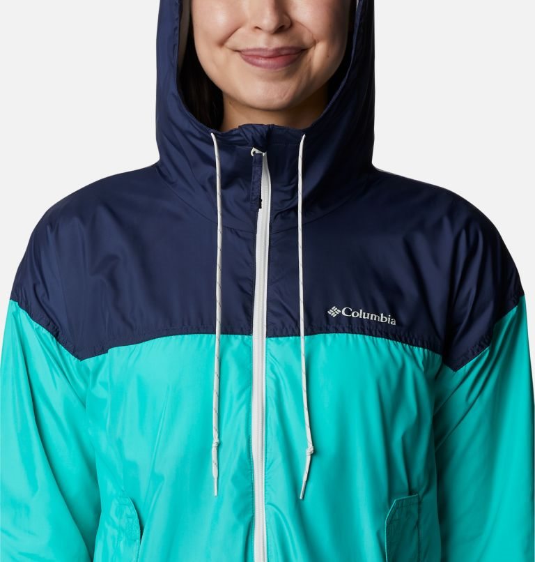 Women's Columbia Flash Challenger Fleece Lined Windbreaker Jackets Turquoise / Navy | CA-IA01C