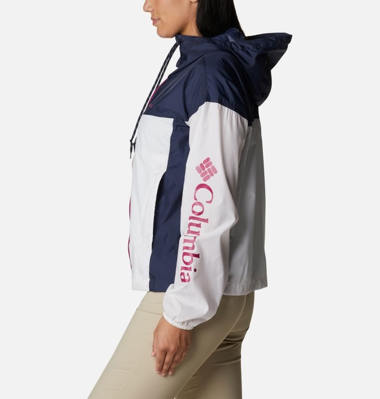 Women's Columbia Flash Challenger Novelty Windbreaker Jackets White / Navy | CA-O8163