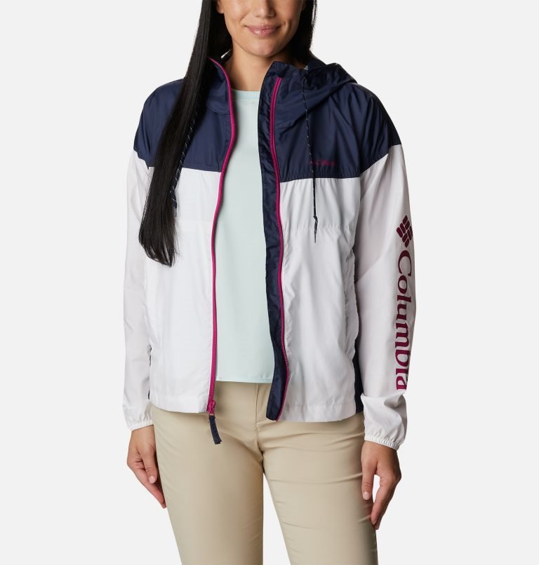 Women's Columbia Flash Challenger Novelty Windbreaker Jackets White / Navy | CA-O8163