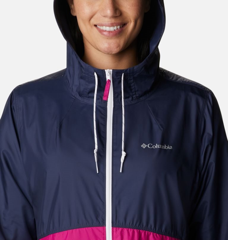 Women's Columbia Flash Forward Windbreaker Jackets Navy / Fuchsia | CA-C5C16