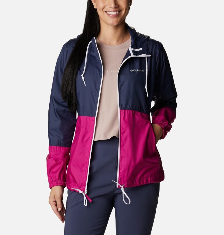 Women's Columbia Flash Forward Windbreaker Jackets Navy / Fuchsia | CA-C5C16