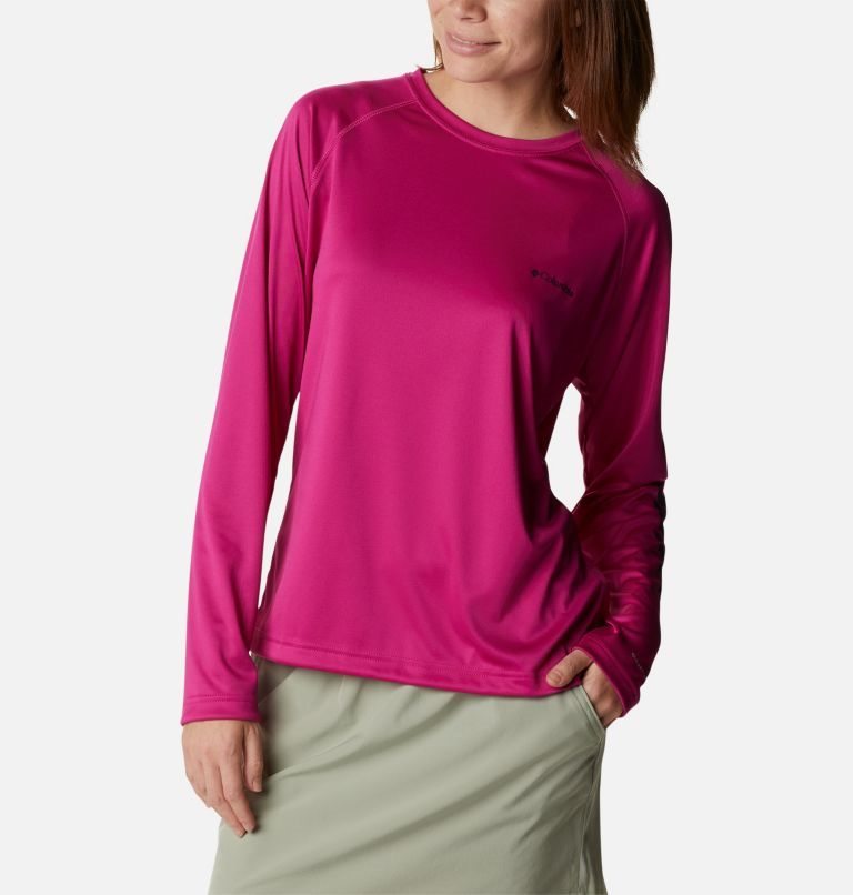 Women's Columbia Fork Stream Long Sleeve Sweatshirts Fuchsia | CA-FAC34