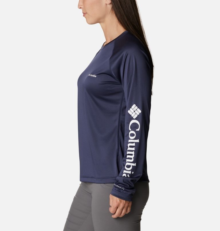 Women's Columbia Fork Stream Long Sleeve Sweatshirts Navy | CA-RC46L