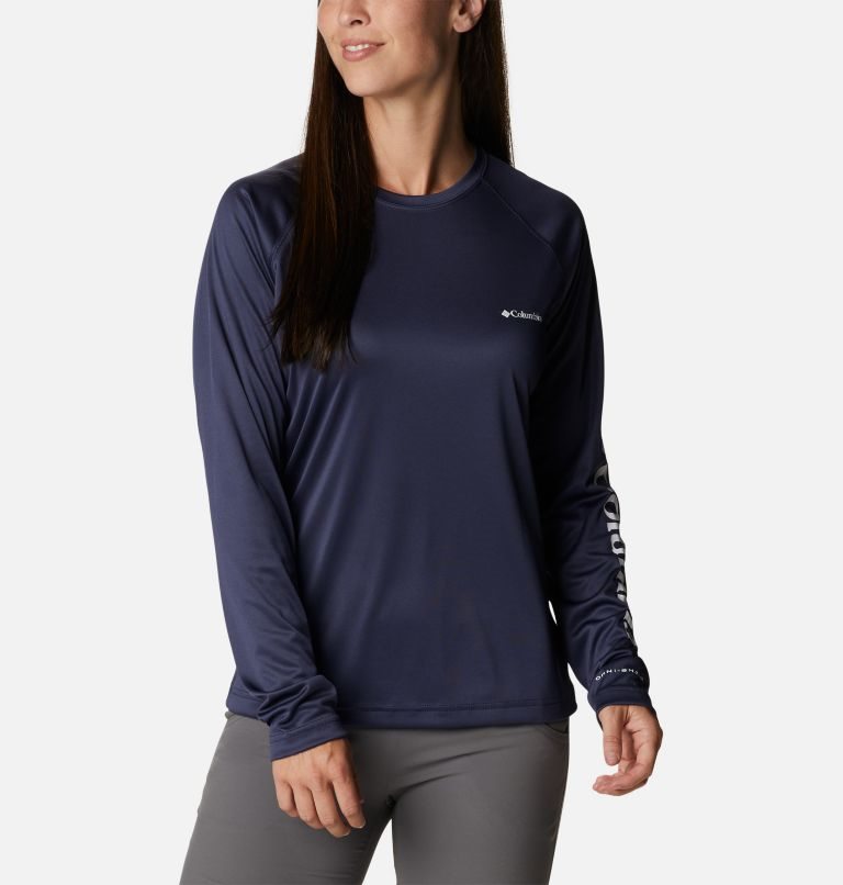 Women's Columbia Fork Stream Long Sleeve Sweatshirts Navy | CA-RC46L