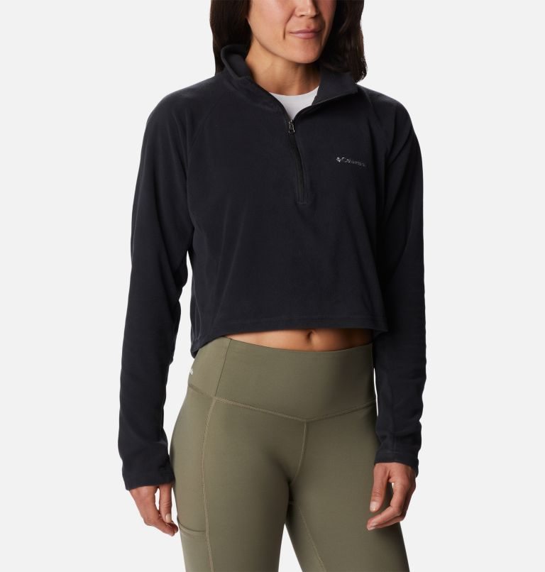 Women's Columbia Glacial Cropped Fleece II Sweatshirts Black | CA-I4A0C