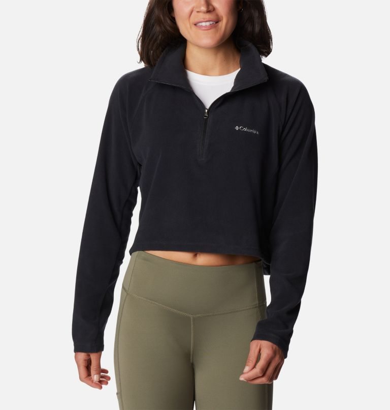 Women\'s Columbia Glacial Cropped Fleece II Sweatshirts Black | CA-I4A0C