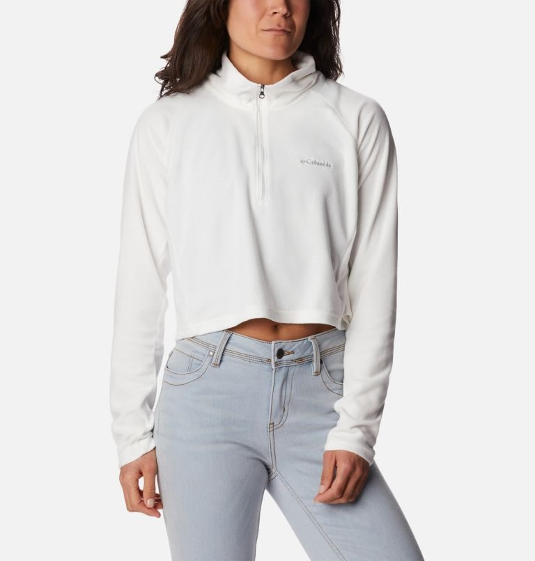 Women's Columbia Glacial Cropped Fleece II Sweatshirts White | CA-Q8346