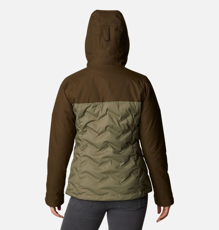 Women's Columbia Grand Trek Hooded Down Jackets Olive | CA-X580L