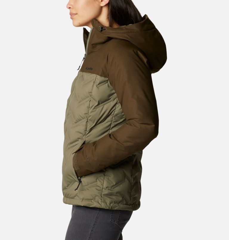 Women's Columbia Grand Trek Hooded Down Jackets Olive | CA-X580L