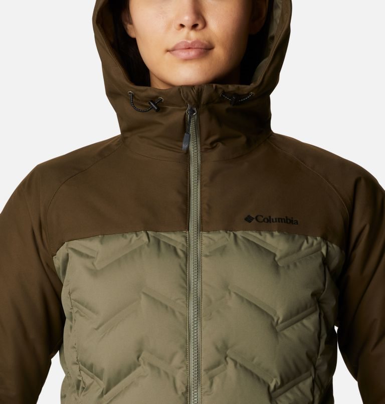 Women's Columbia Grand Trek Hooded Down Jackets Olive | CA-X580L