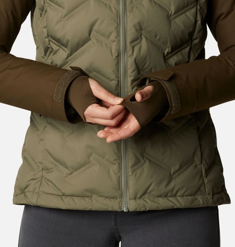 Women's Columbia Grand Trek Hooded Down Jackets Olive | CA-X580L