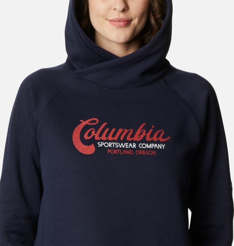 Women's Columbia Hart Mountain II Hoodie Navy | CA-L164C