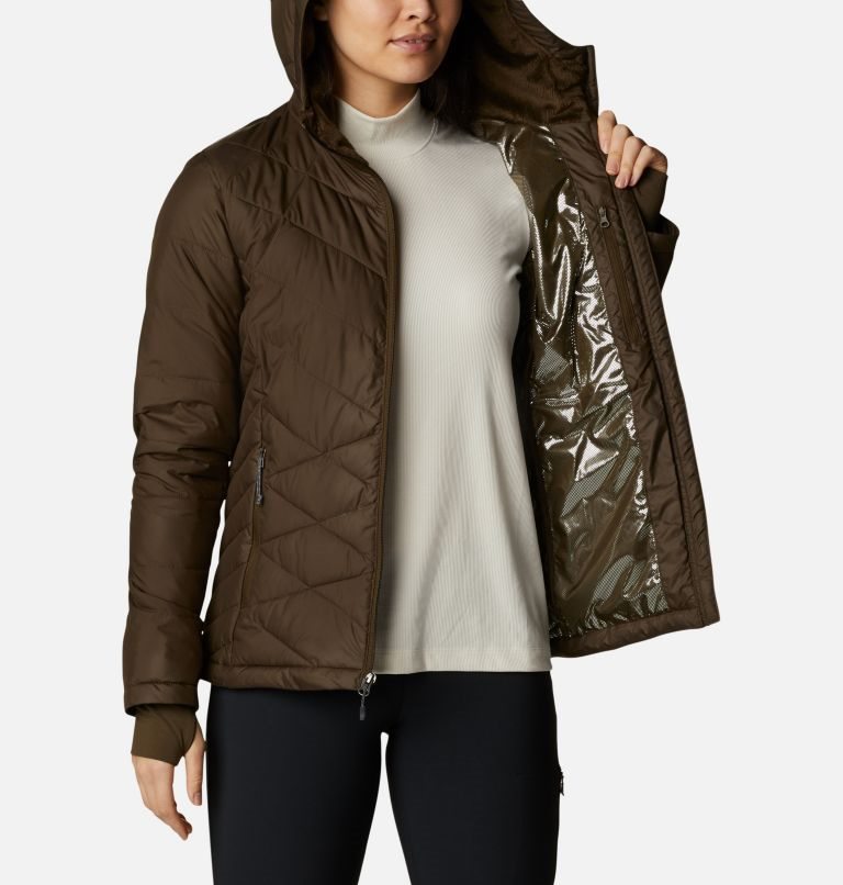 Women's Columbia Heavenly Hooded Jackets Dark Brown | CA-H4861