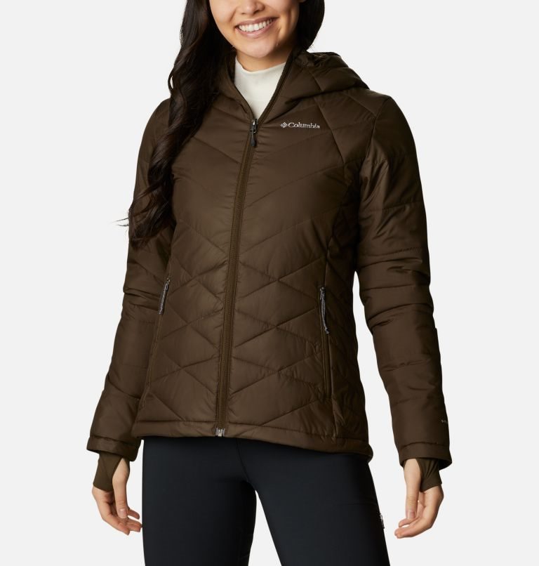 Women\'s Columbia Heavenly Hooded Jackets Dark Brown | CA-H4861