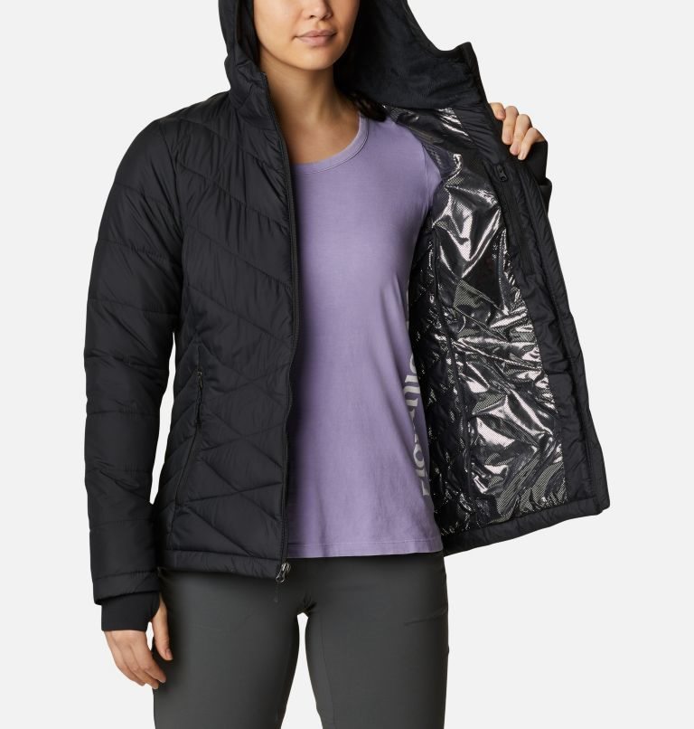 Women's Columbia Heavenly Hooded Jackets Black | CA-ML35C