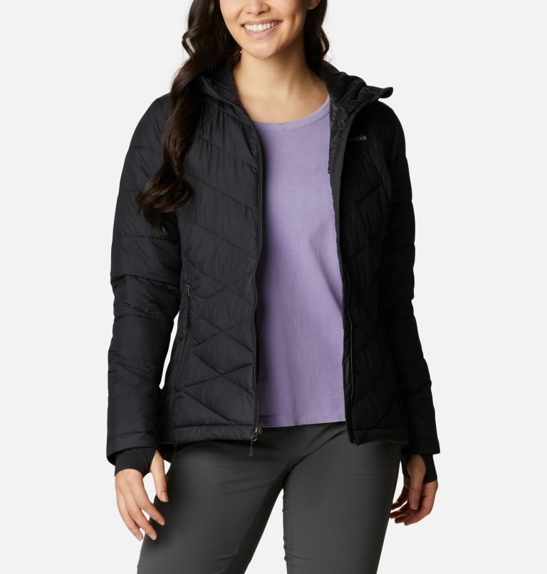 Women's Columbia Heavenly Hooded Jackets Black | CA-ML35C