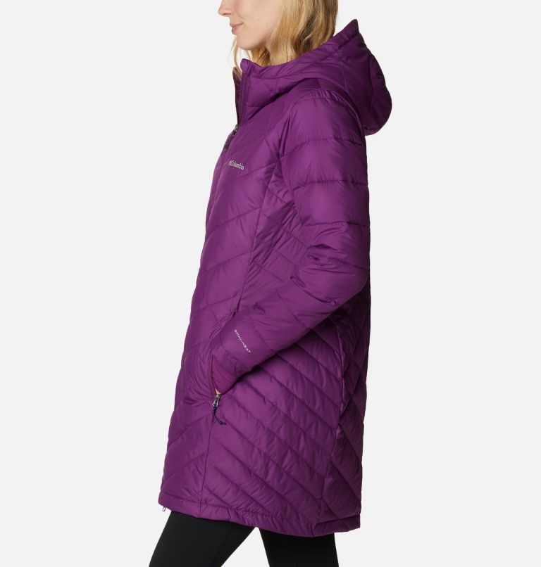 Women's Columbia Heavenly Long Hooded Down Jackets Purple | CA-P5LCA