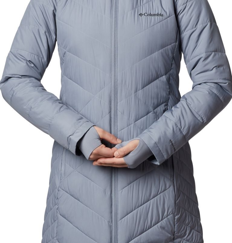 Women's Columbia Heavenly Long Hooded Down Jackets Grey | CA-P84L0