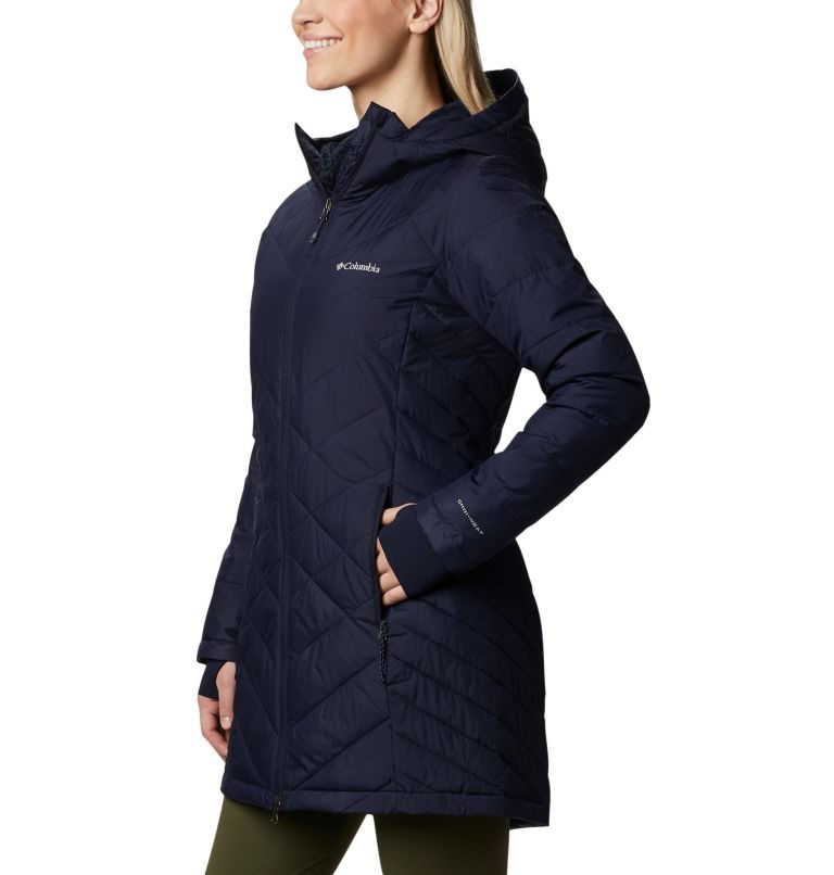 Women's Columbia Heavenly Long Hooded Jackets Navy | CA-LC185