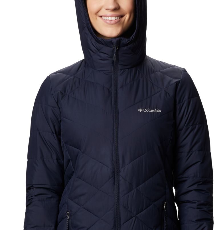 Women's Columbia Heavenly Long Hooded Jackets Navy | CA-LC185