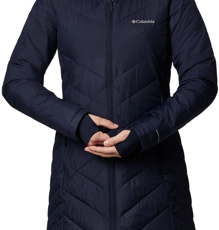 Women's Columbia Heavenly Long Hooded Jackets Navy | CA-LC185