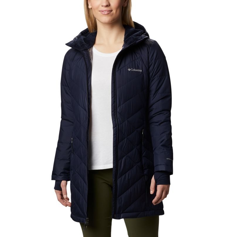 Women\'s Columbia Heavenly Long Hooded Jackets Navy | CA-LC185