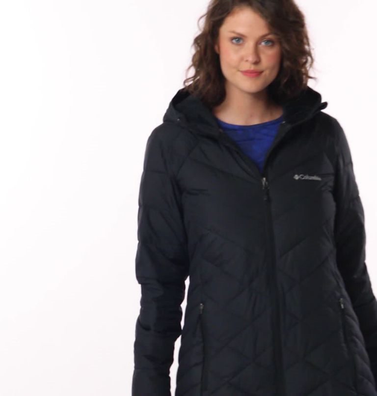 Women's Columbia Heavenly Long Hooded Jackets Black | CA-N6C83