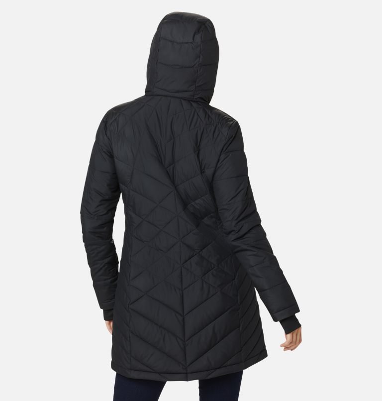 Women's Columbia Heavenly Long Hooded Jackets Black | CA-N6C83