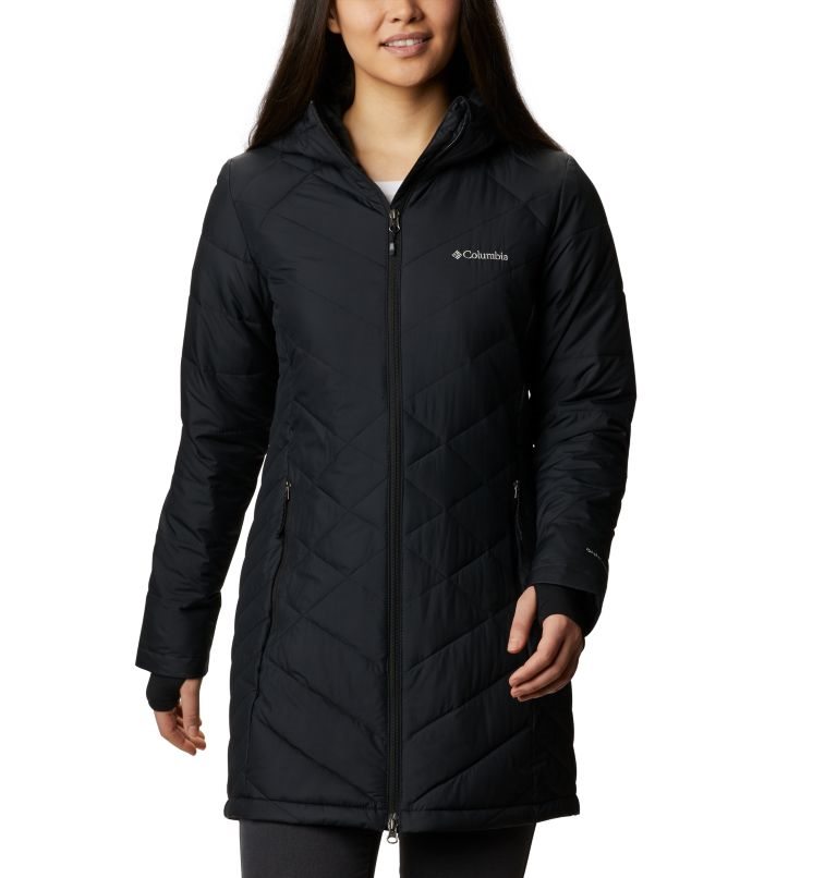 Women\'s Columbia Heavenly Long Hooded Jackets Black | CA-N6C83