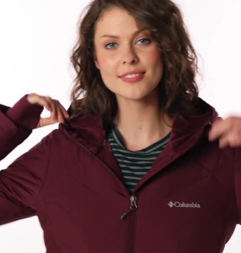 Women's Columbia Heavenly Long Hooded Jackets Burgundy | CA-NL406