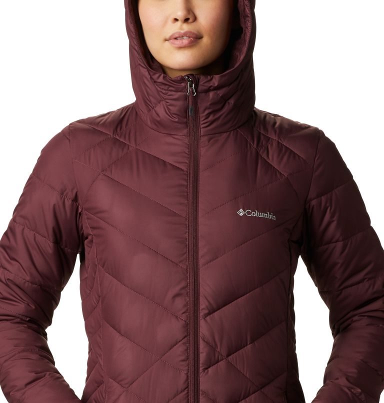 Women's Columbia Heavenly Long Hooded Jackets Burgundy | CA-NL406