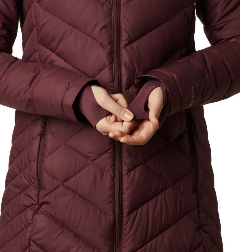 Women's Columbia Heavenly Long Hooded Jackets Burgundy | CA-NL406