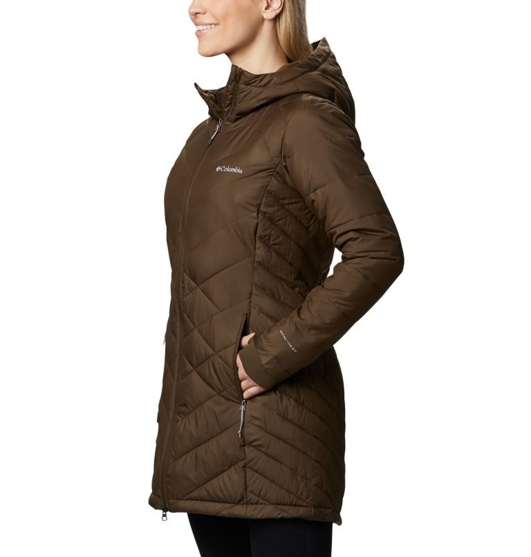 Women's Columbia Heavenly Long Hooded Jackets Dark Brown | CA-W10C4