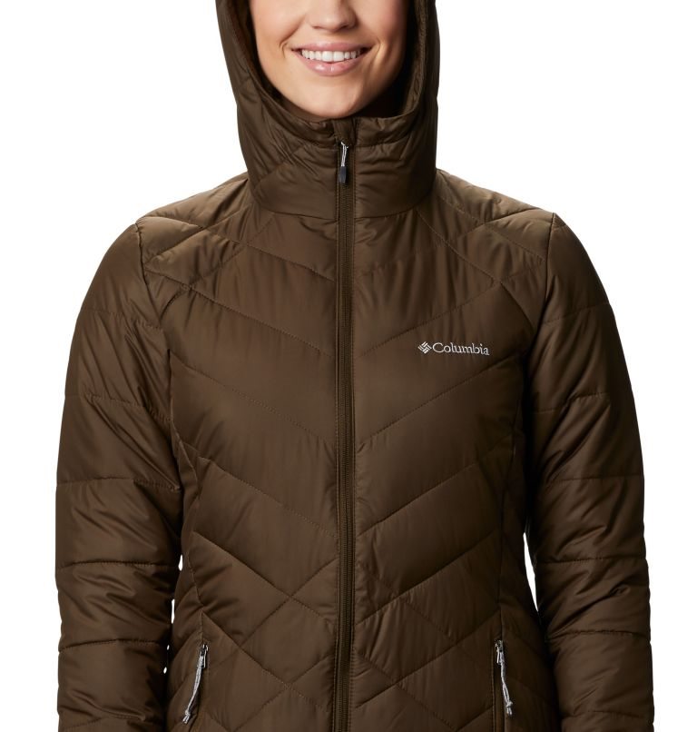 Women's Columbia Heavenly Long Hooded Jackets Dark Brown | CA-W10C4